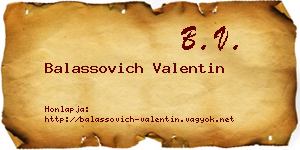 Balassovich Valentin névjegykártya